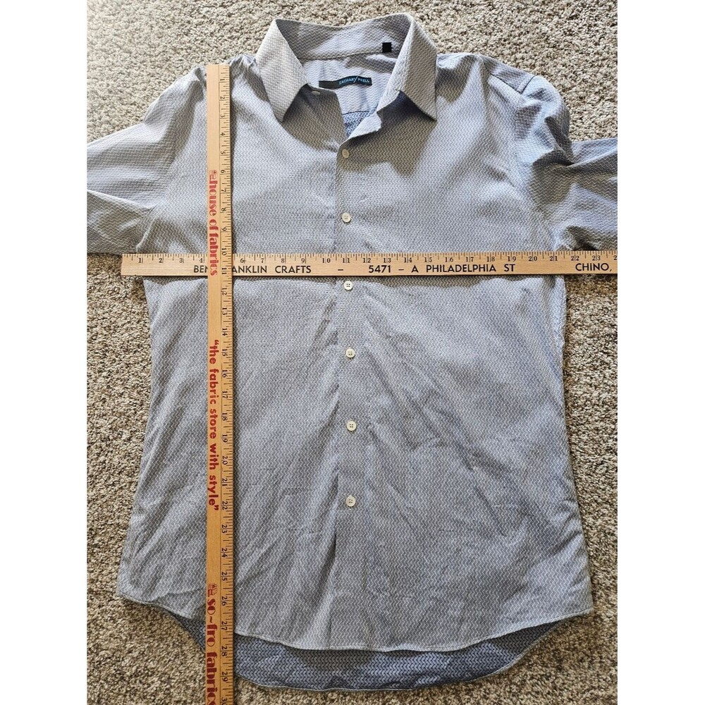 Zachary Prell Chevron Textured Pattern Dress Shirt Size Large Light Blue/White - Picture 7 of 11